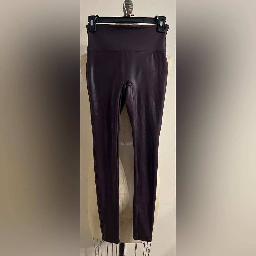 Spanx Foil Coating Leggings Wine Size S/P